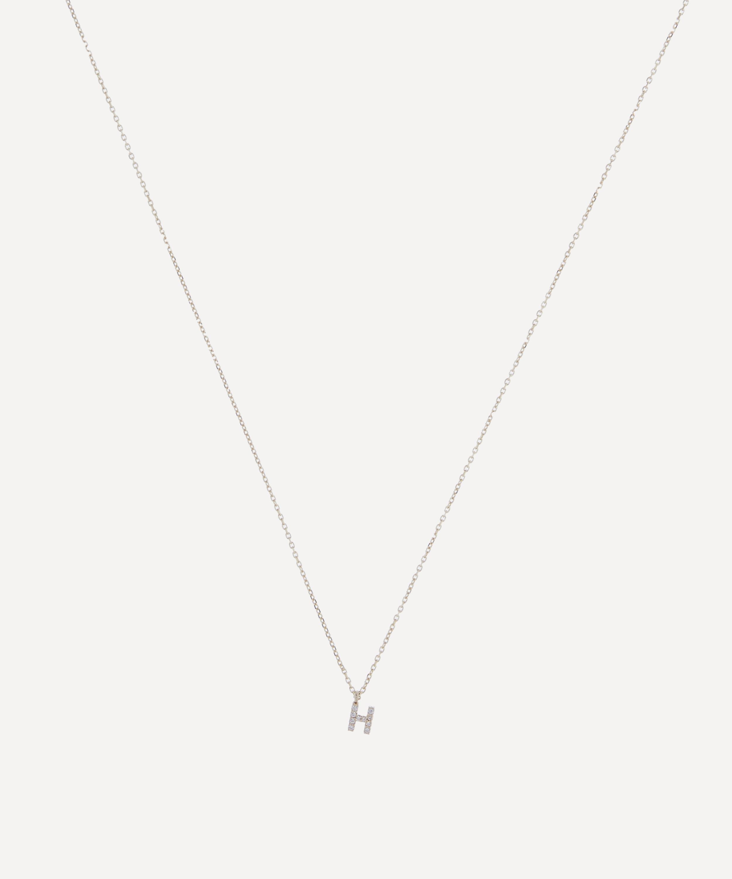 AURUM + GREY - 9ct Gold H Diamond Initial Pendant Necklace image number 0