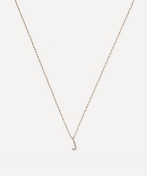 AURUM + GREY - 9ct Gold J Diamond Initial Pendant Necklace image number 0