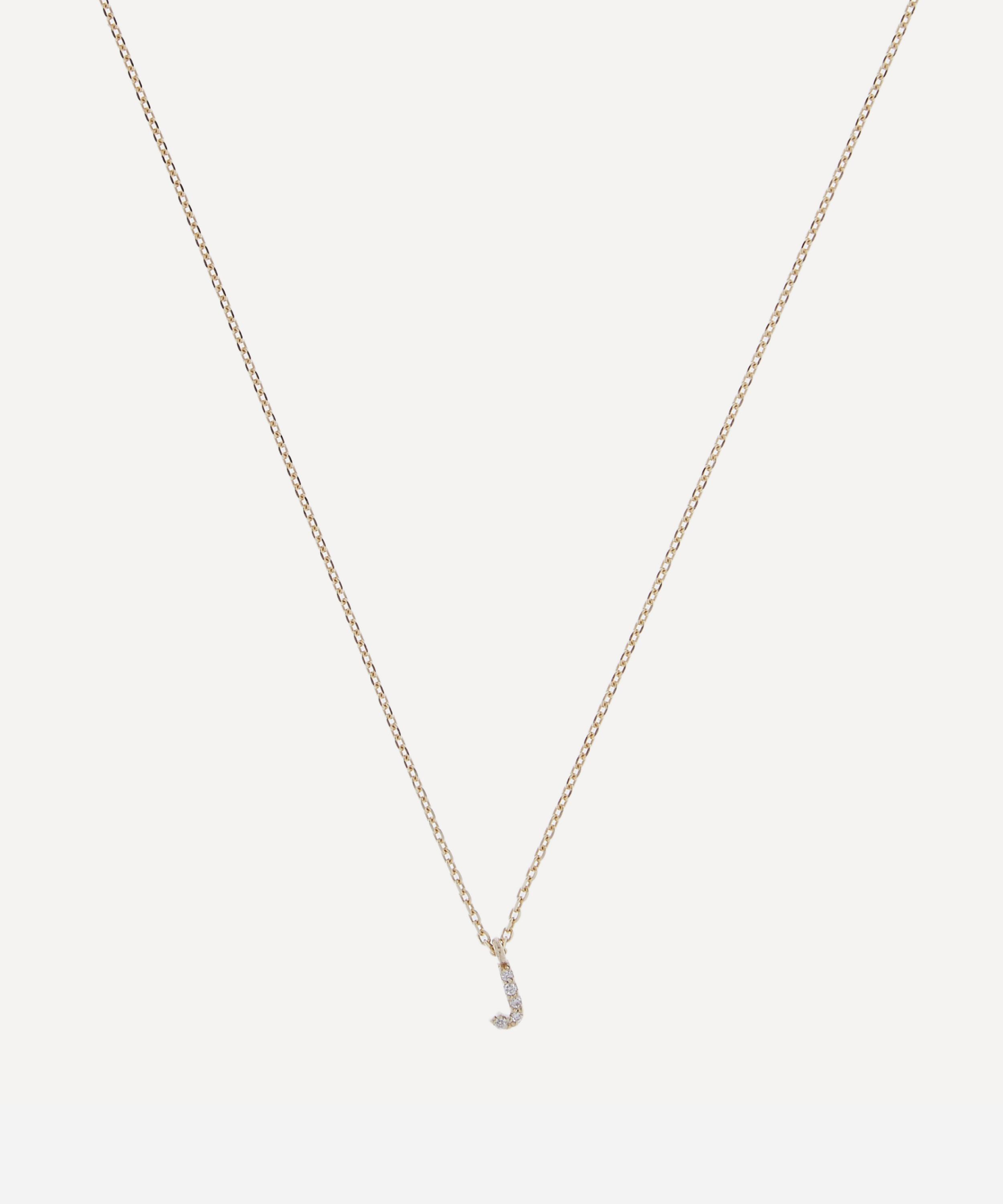 AURUM + GREY - 9ct Gold J Diamond Initial Pendant Necklace image number 0