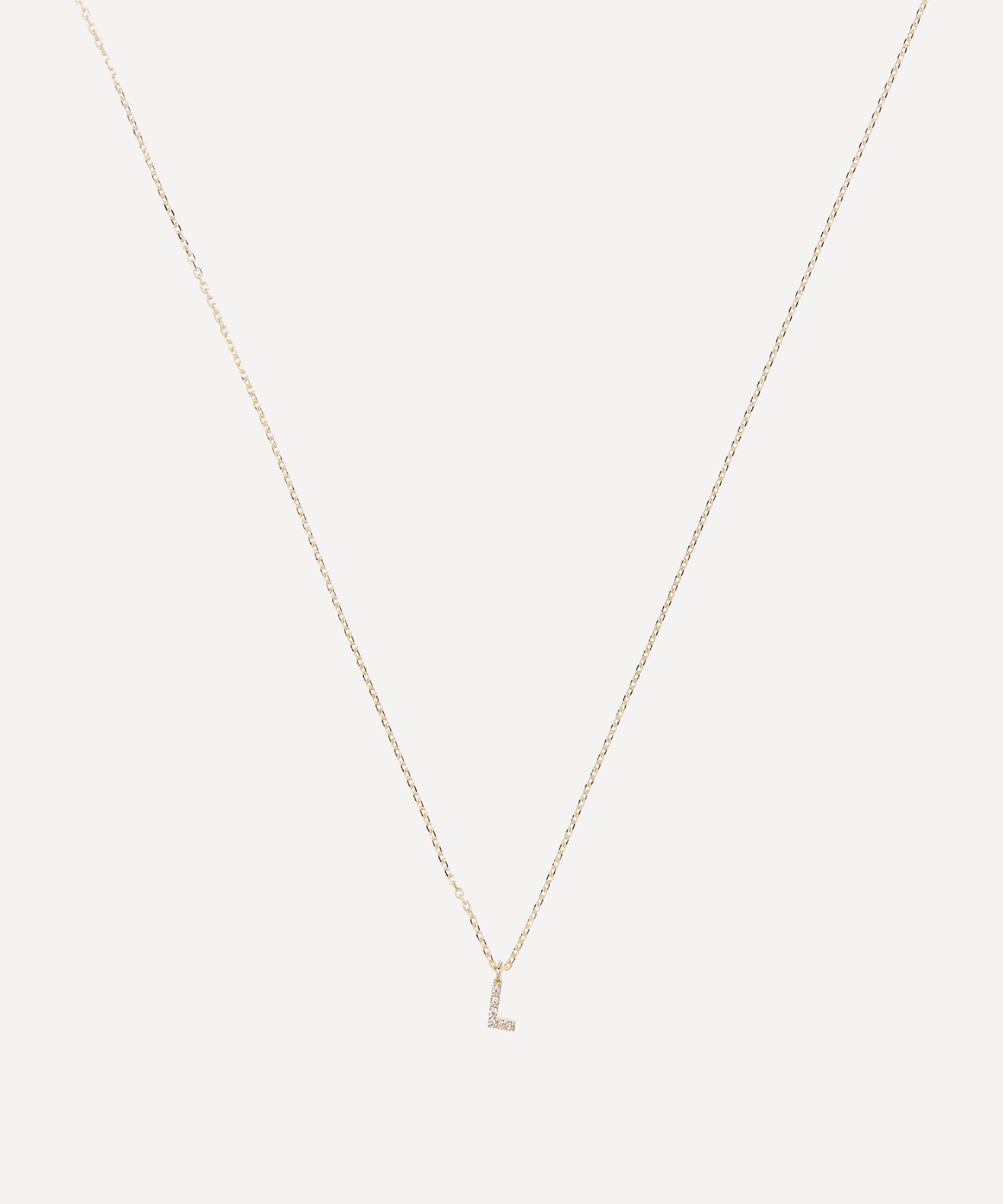 AURUM + GREY - 9ct Gold L Diamond Initial Pendant Necklace image number 0