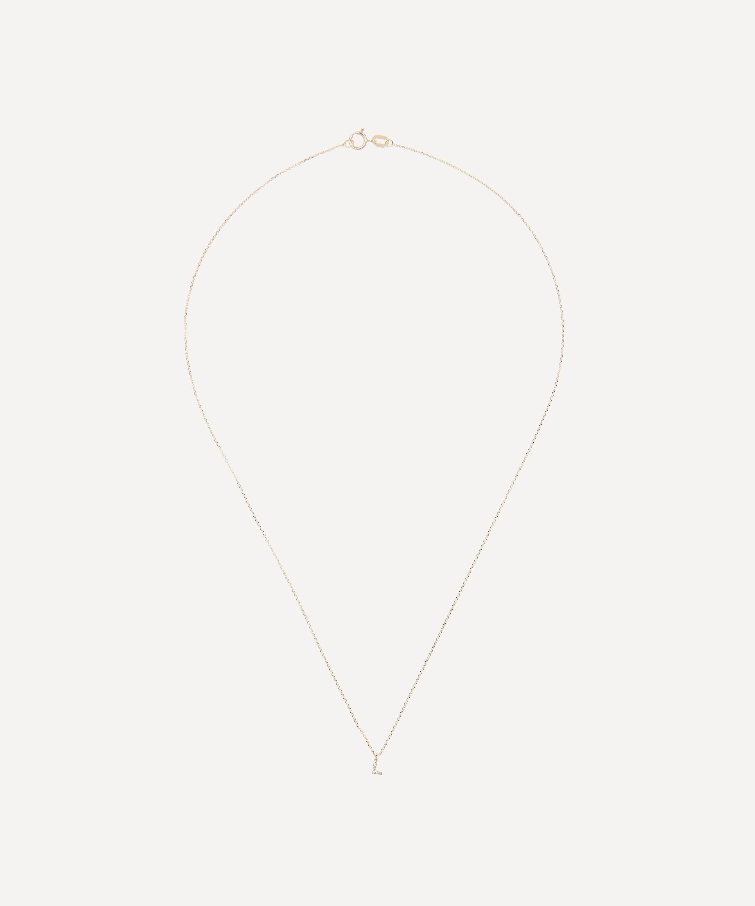 AURUM + GREY - 9ct Gold L Diamond Initial Pendant Necklace image number 2