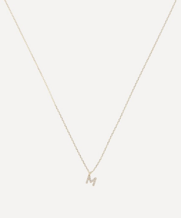 AURUM + GREY - 9ct Gold M Diamond Initial Pendant Necklace