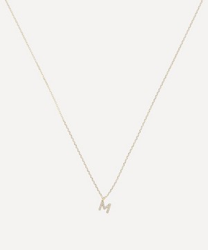 9ct Gold M Diamond Initial Pendant Necklace
