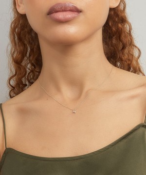 AURUM + GREY - 9ct Gold M Diamond Initial Pendant Necklace image number 1