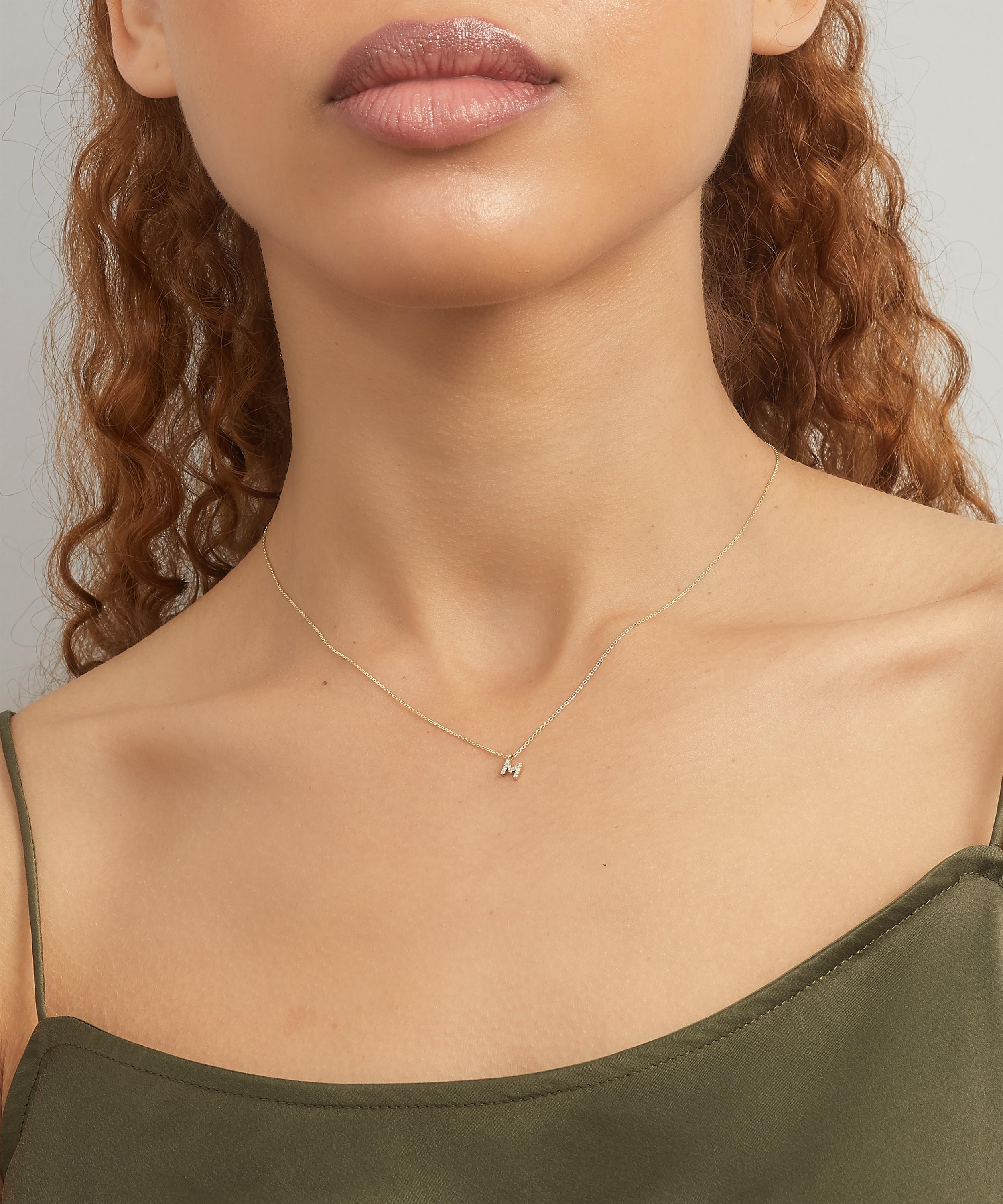 Dainty diamond initial on sale necklace