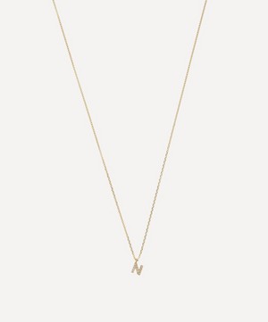 AURUM + GREY - 9ct Gold N Diamond Initial Pendant Necklace image number 0