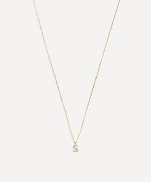 AURUM + GREY - 9ct Gold S Diamond Initial Pendant Necklace image number 0
