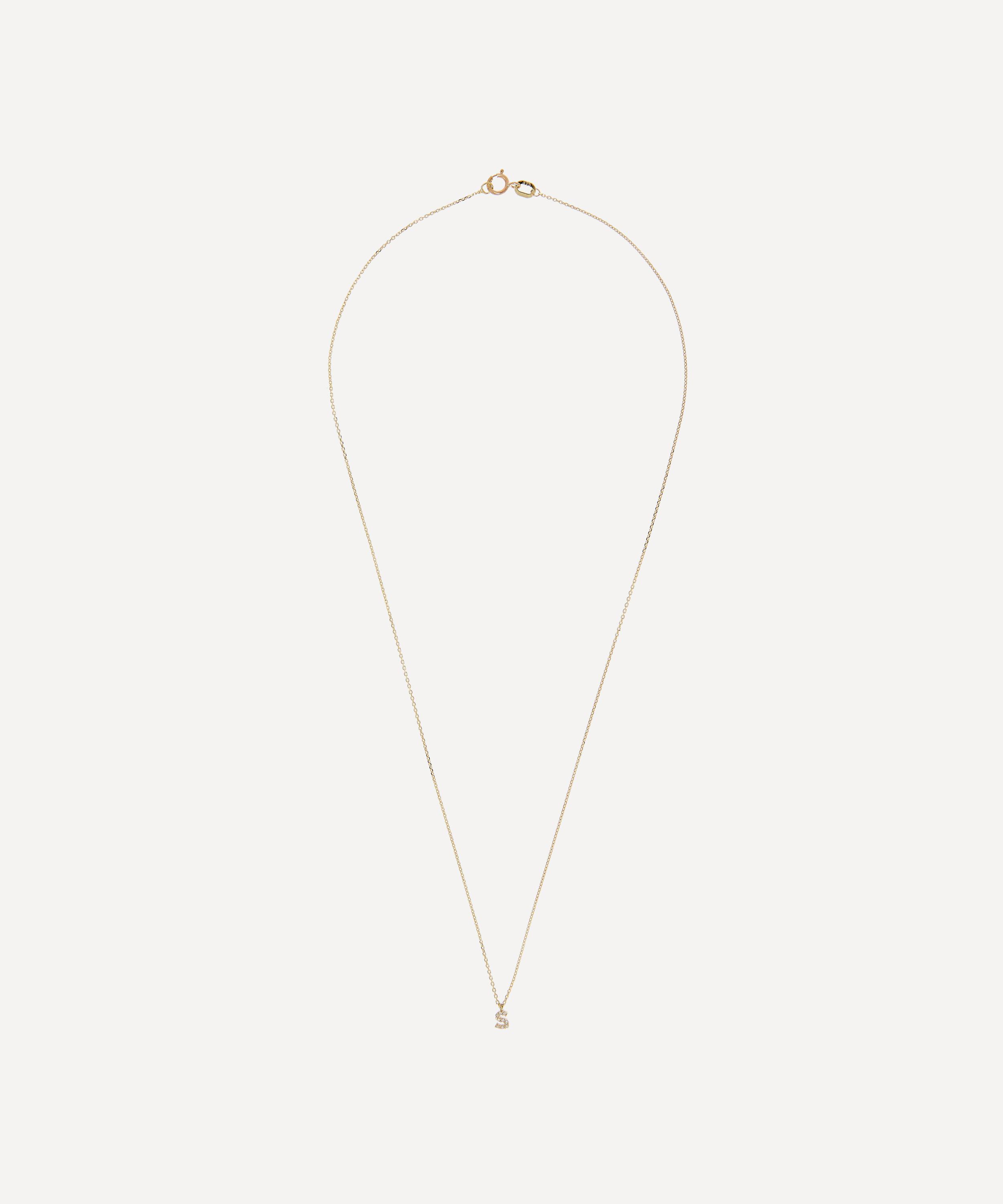 AURUM + GREY - 9ct Gold S Diamond Initial Pendant Necklace image number 2