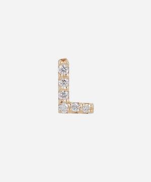 9ct Gold L Diamond Initial Stud Earring