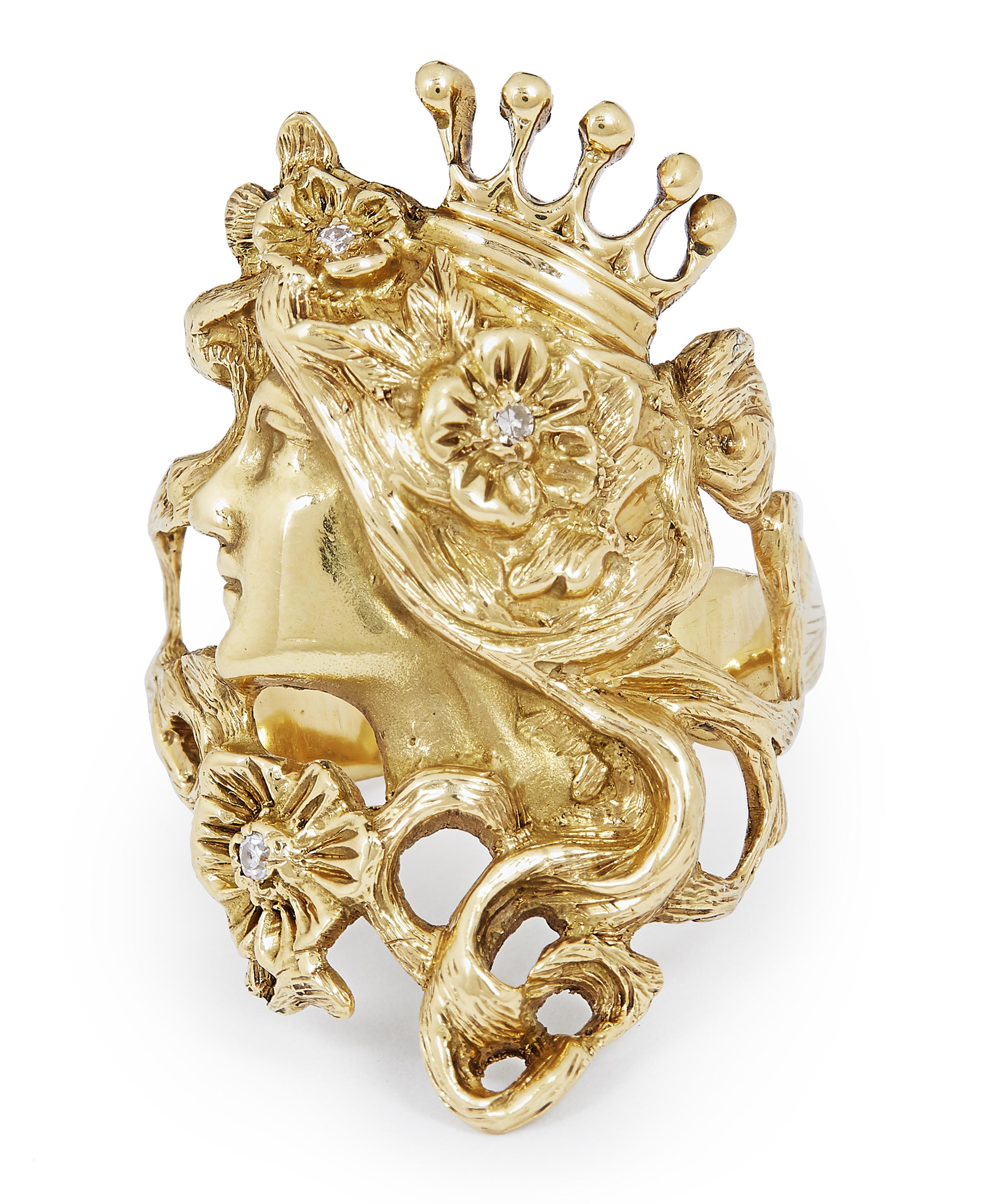 Kojis - Gold Art Nouveau-Style Diamond Ring image number 0