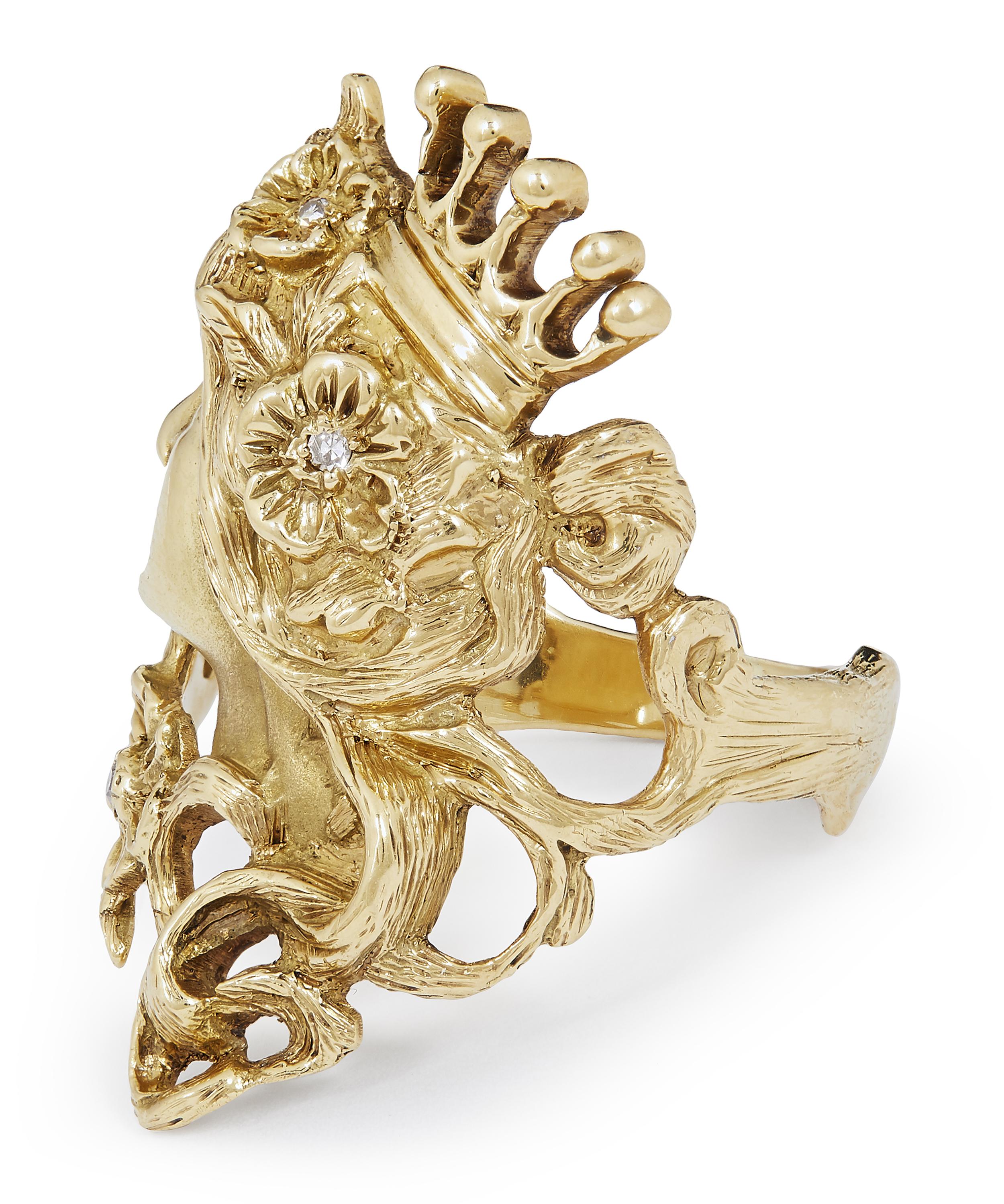 Kojis - Gold Art Nouveau-Style Diamond Ring image number 2