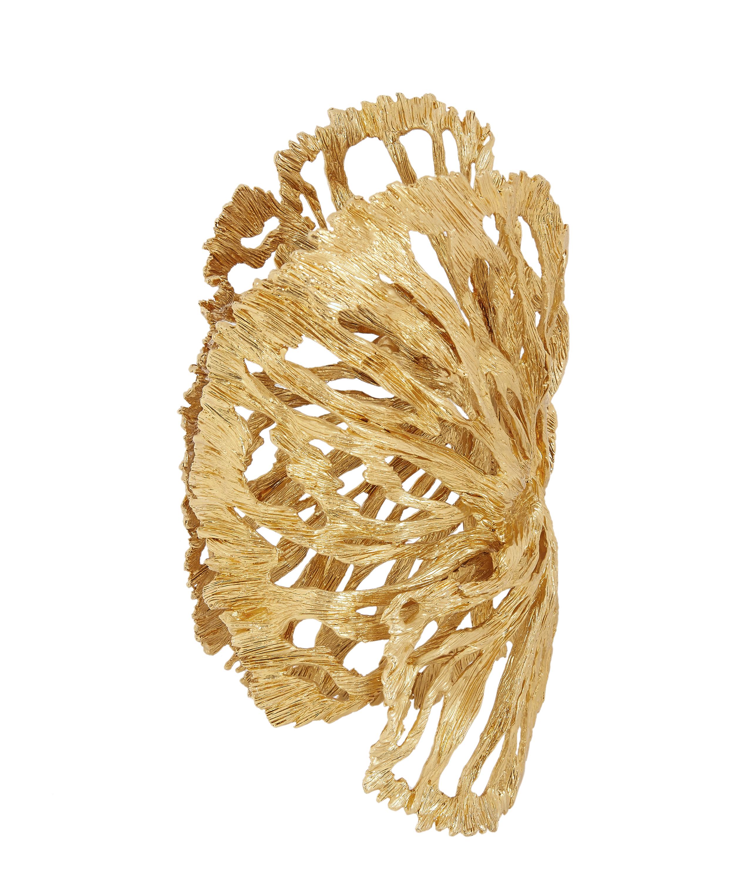Designer Vintage - Turn of the Century Alexander McQueen Gilt Butterfly Cuff Bracelet image number 2