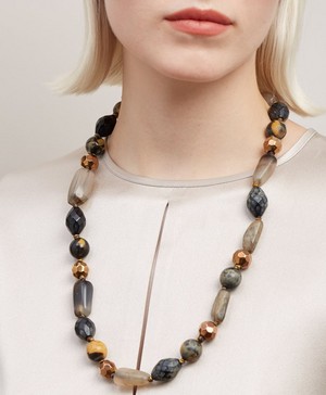 Designer Vintage - 1970s Rose Gilt and Faux Gemstone Beaded Necklace image number 1