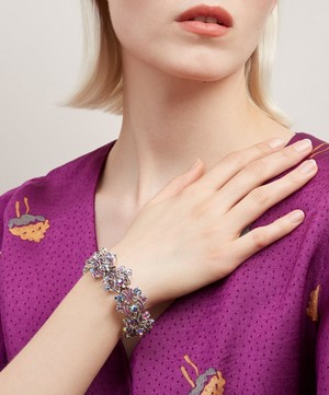 Designer Vintage - 1950s Jewelcraft White Metal Enamel and Faux Tourmaline Bracelet image number 1