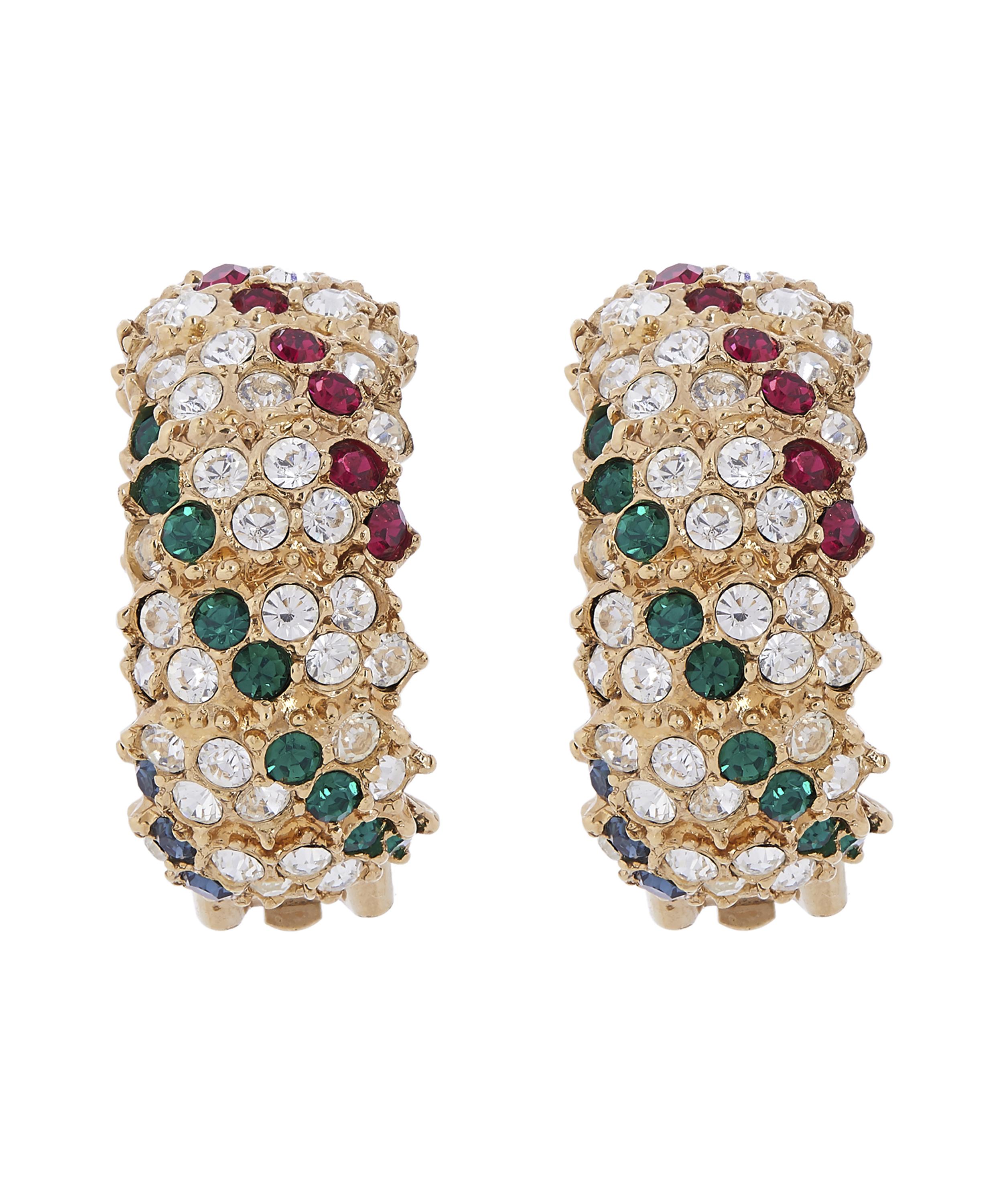 Designer Vintage - 1980s Attwood and Sawyer Gilt Faux Gemstone Clip-On Earrings image number 0