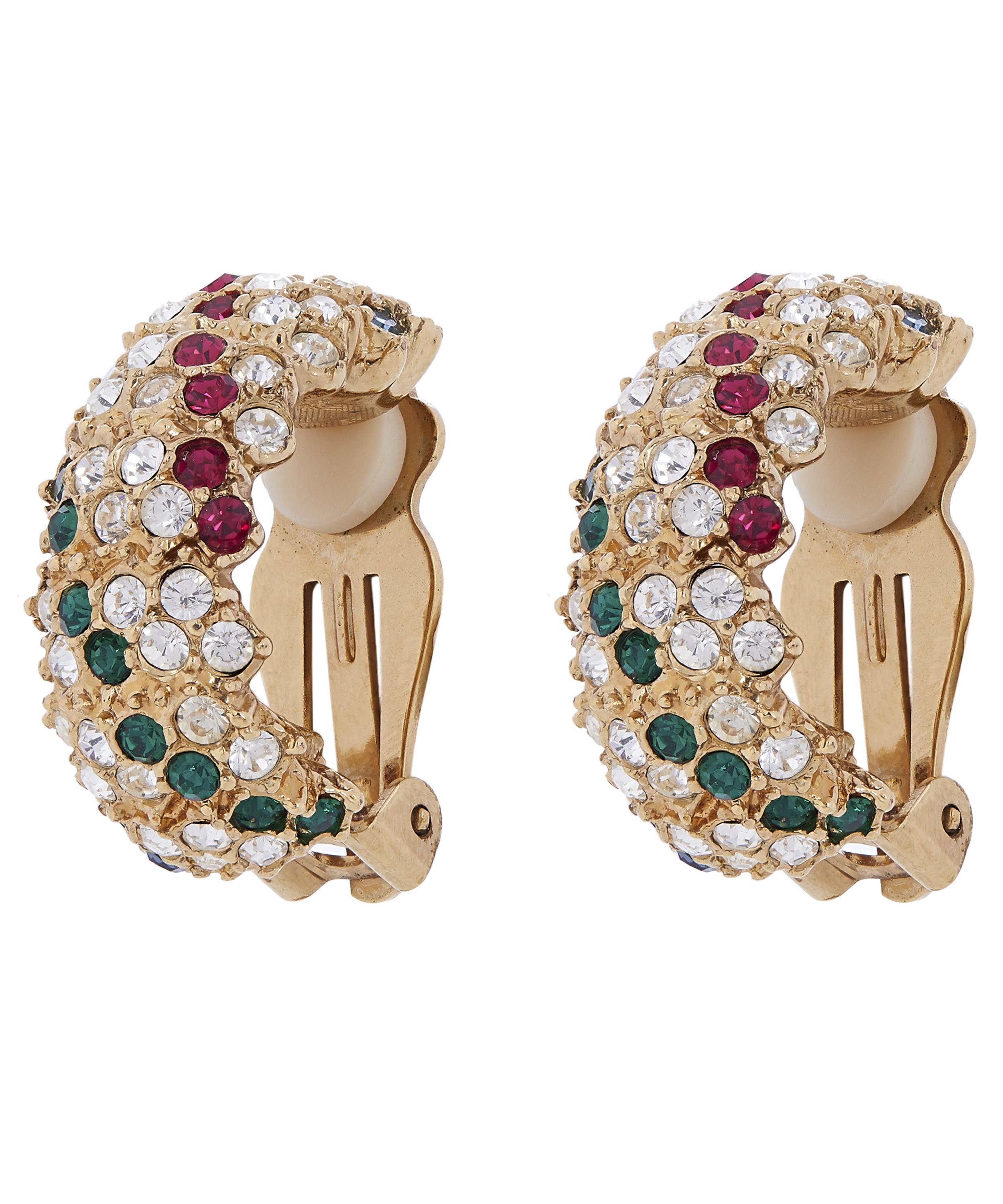 Designer Vintage - 1980s Attwood and Sawyer Gilt Faux Gemstone Clip-On Earrings image number 2