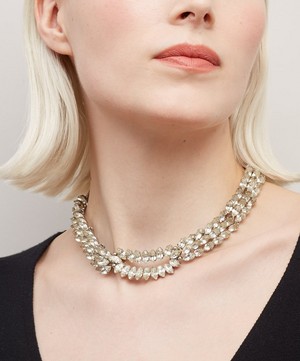 Designer Vintage - 1960s Christian Dior White Metal Faux Diamond Necklace image number 1