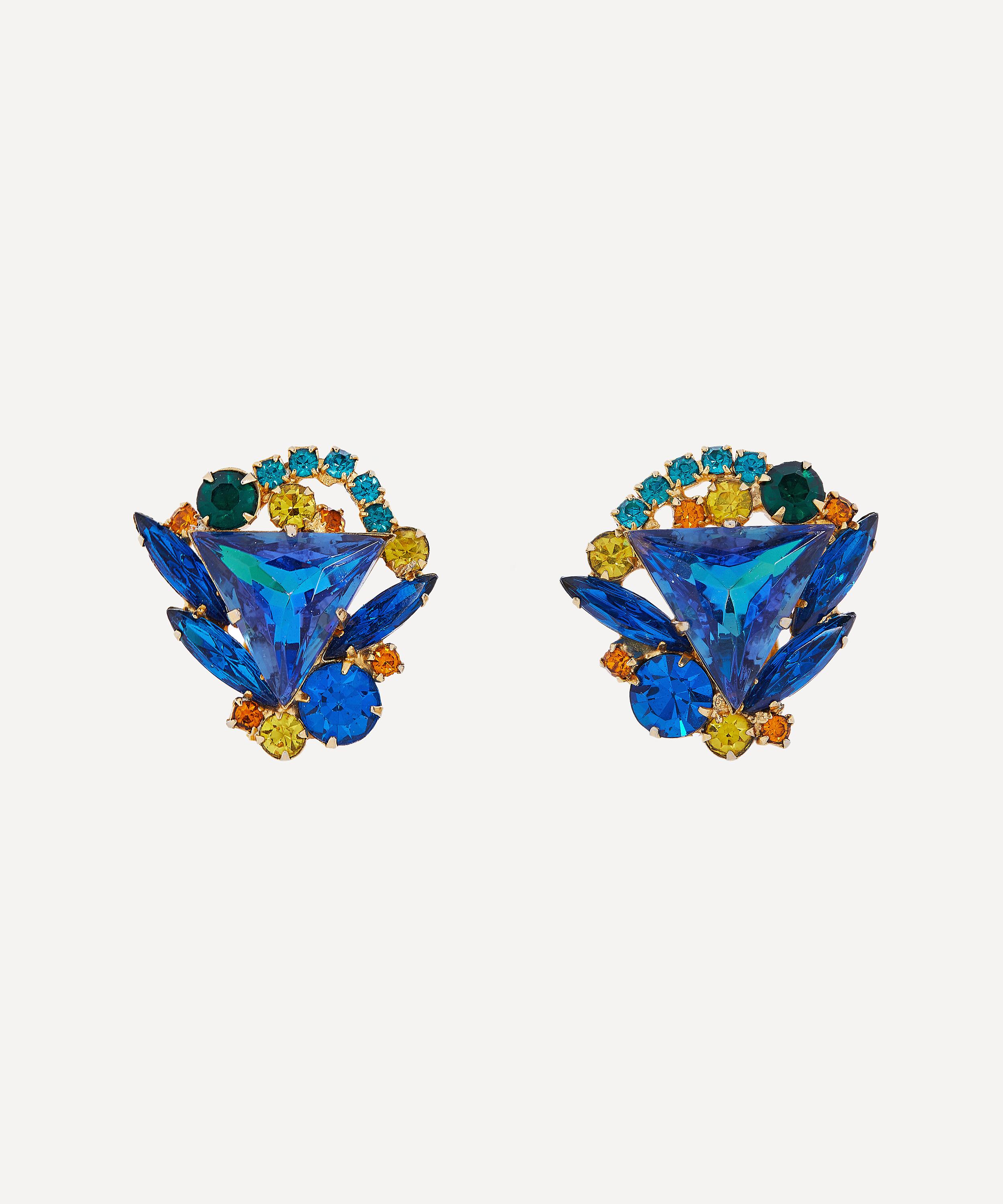 Designer Vintage - 1980s Gilt Faux Gemstone Clip-On Earrings image number 0