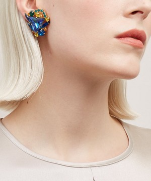 Designer Vintage - 1980s Gilt Faux Gemstone Clip-On Earrings image number 1