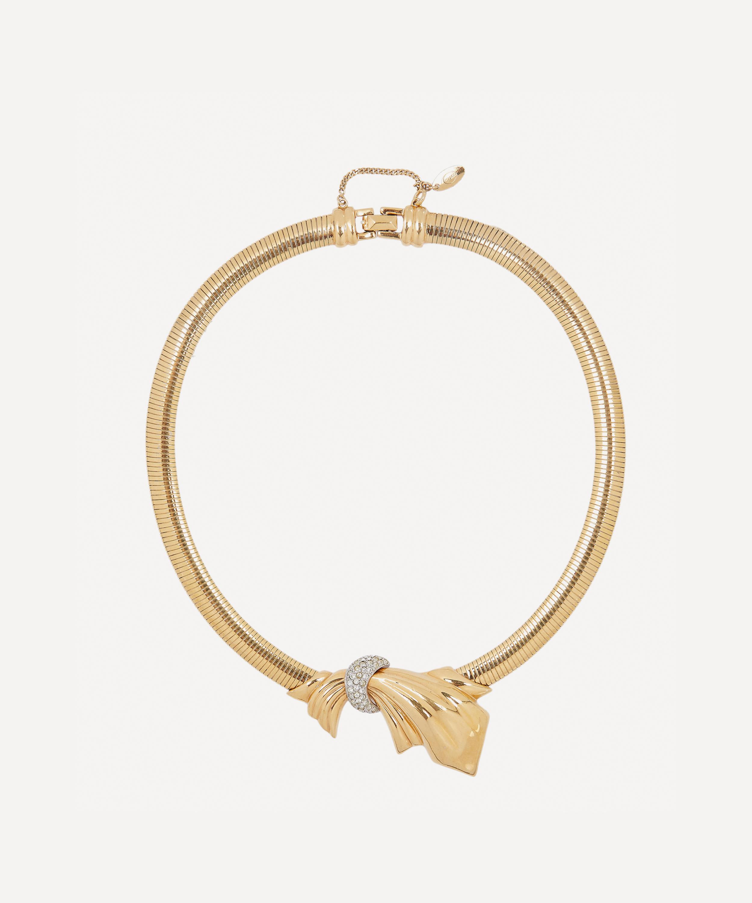 Designer Vintage - 1980s Gontie Gilt Faux Diamond Necklace image number 0