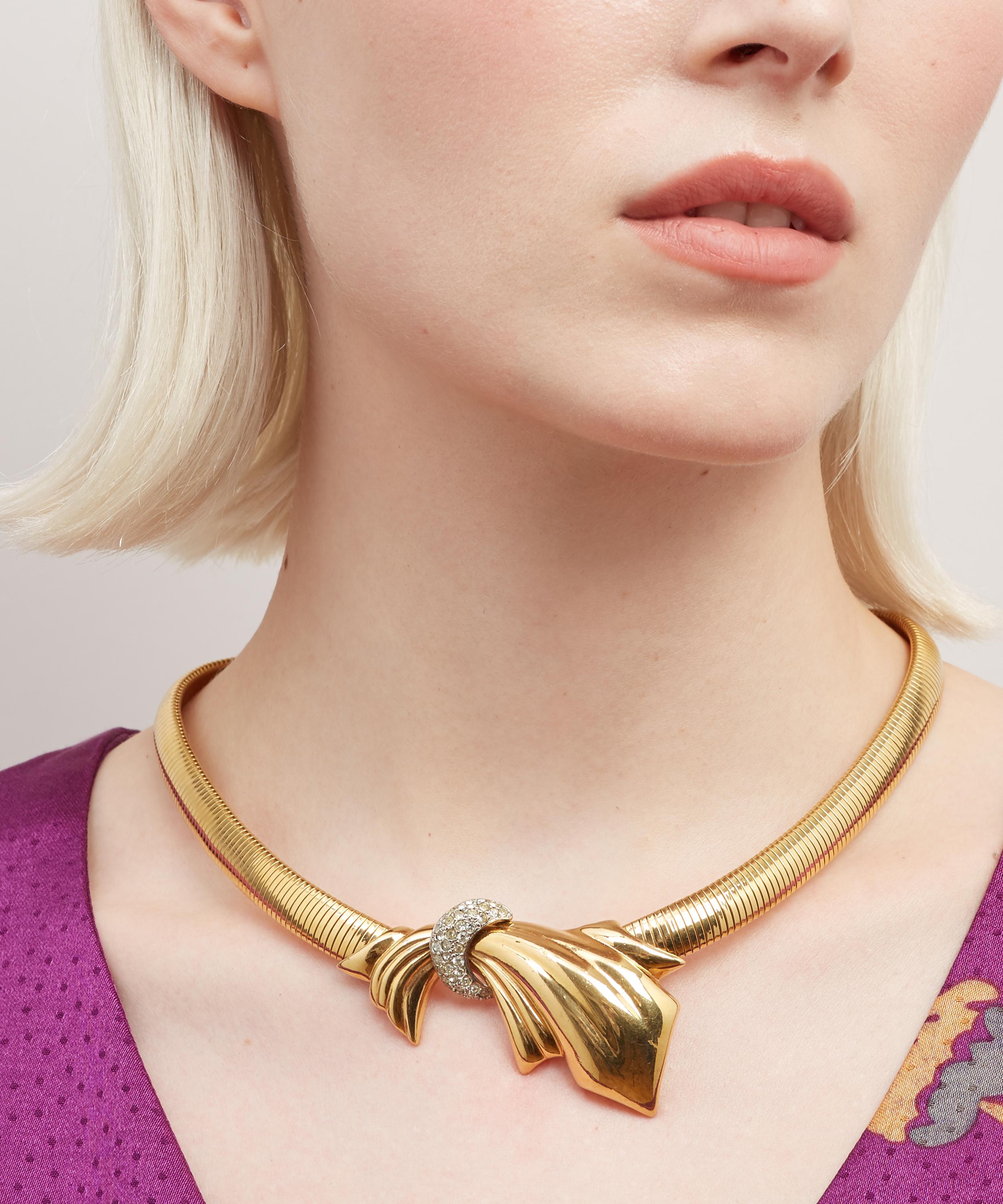 Designer Vintage - 1980s Gontie Gilt Faux Diamond Necklace image number 1