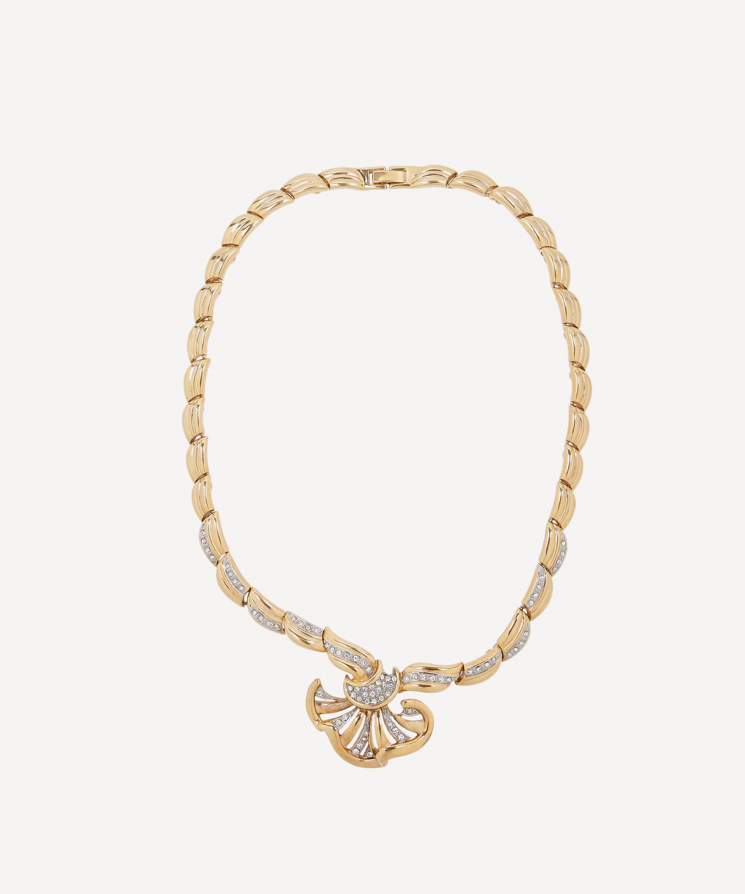 Designer Vintage - 1950s Gilt Faux Diamond Necklace image number 2