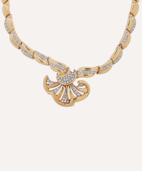 Designer Vintage - 1950s Gilt Faux Diamond Necklace image number null