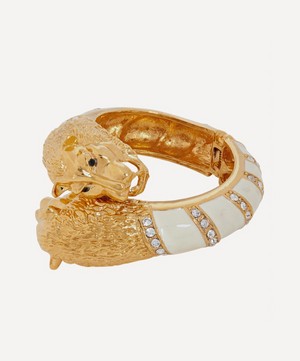 Designer Vintage - 1970s Gilt Lacquer and Faux Diamond Lion Cuff Bracelet image number 2