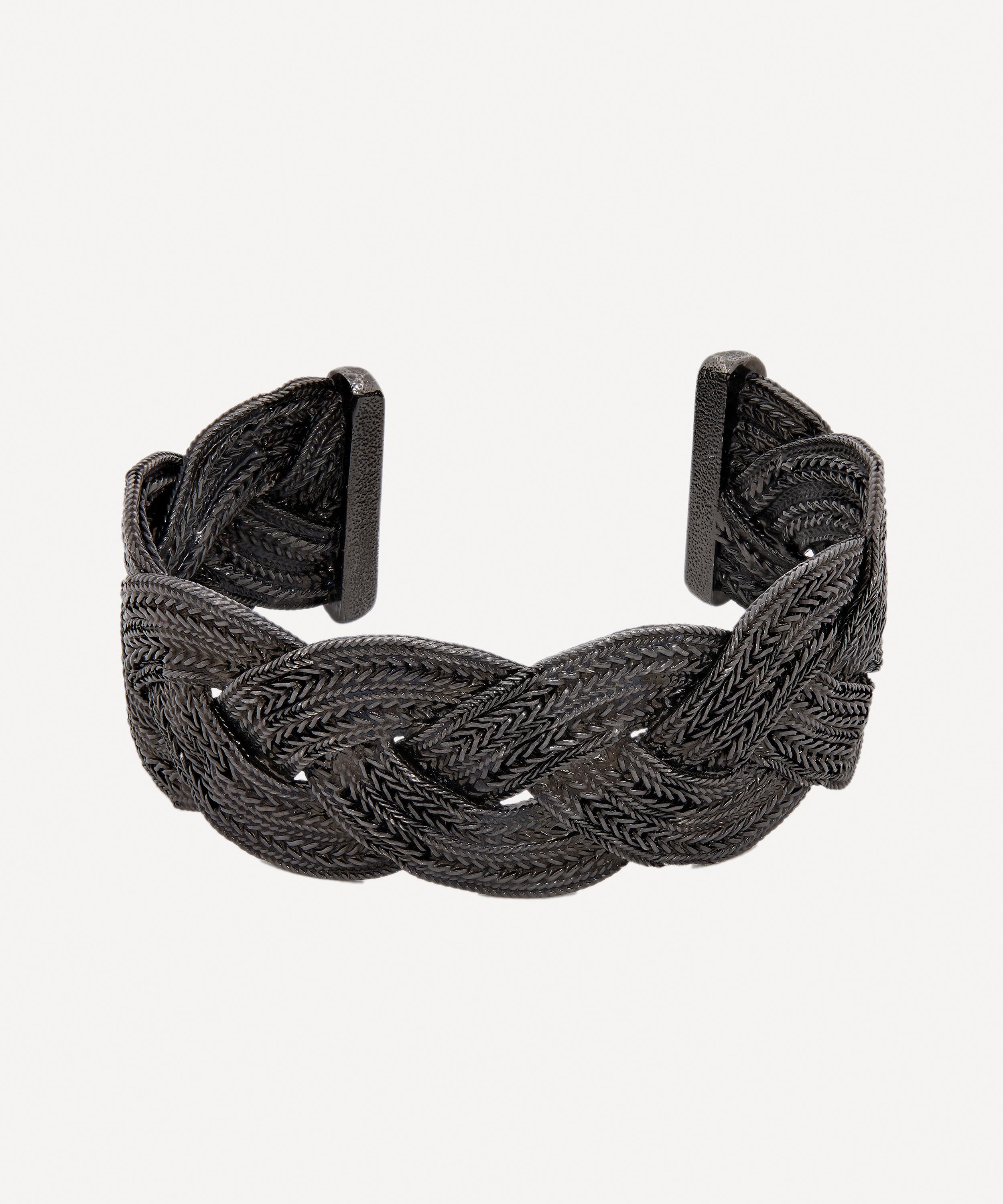 Designer Vintage - Turn of the Century Chanel Dark White Metal Plaited Cuff Bracelet image number 0