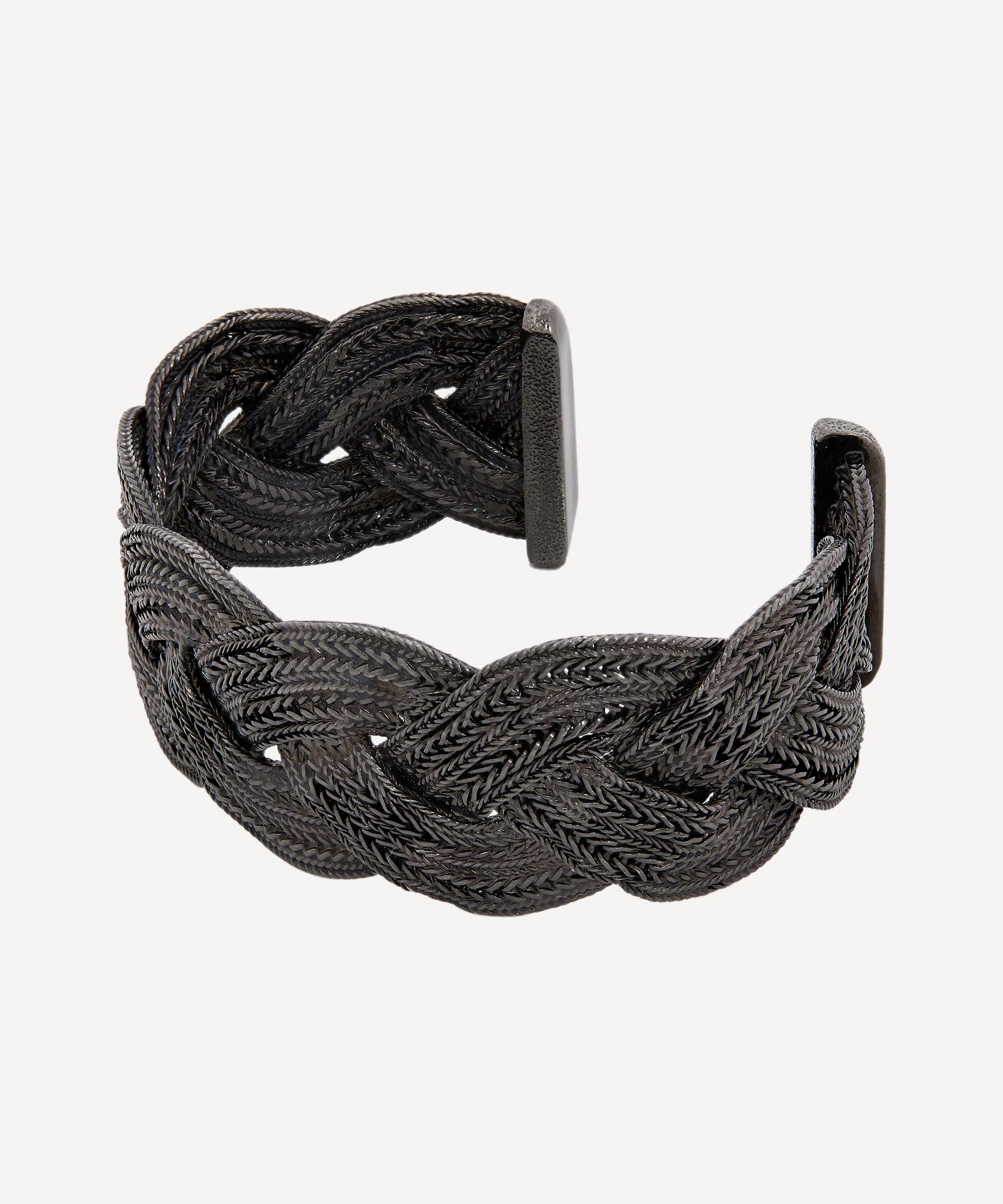Designer Vintage - Turn of the Century Chanel Dark White Metal Plaited Cuff Bracelet image number 2