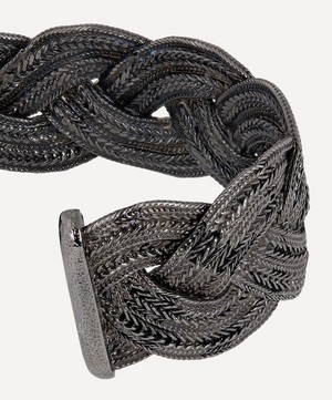 Designer Vintage - Turn of the Century Chanel Dark White Metal Plaited Cuff Bracelet image number 3
