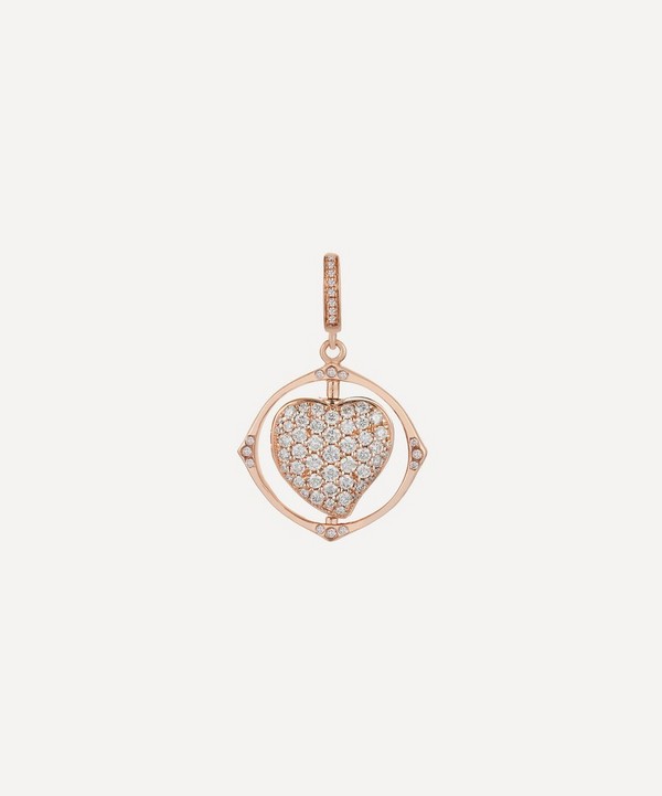 Annoushka - 18ct Rose Gold Mythology Diamond Spinning Heart Locket Charm image number null