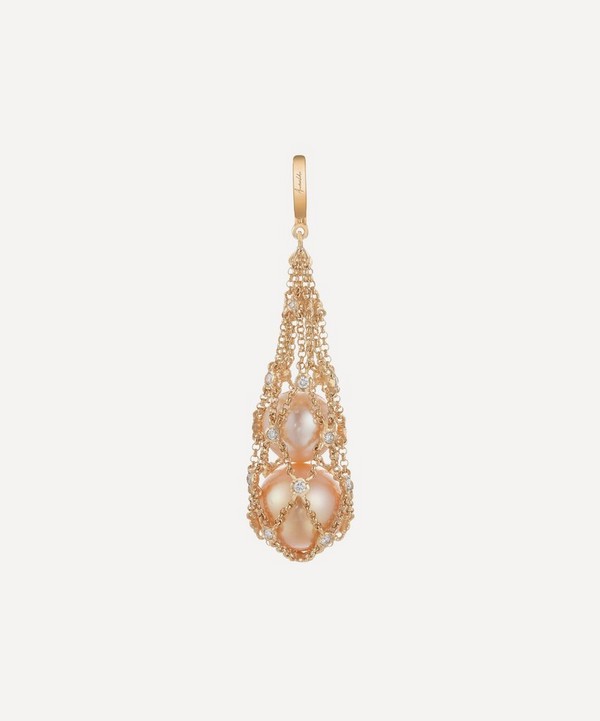 Annoushka - 18ct Gold Lattice Pearl and Diamond Net Pendant