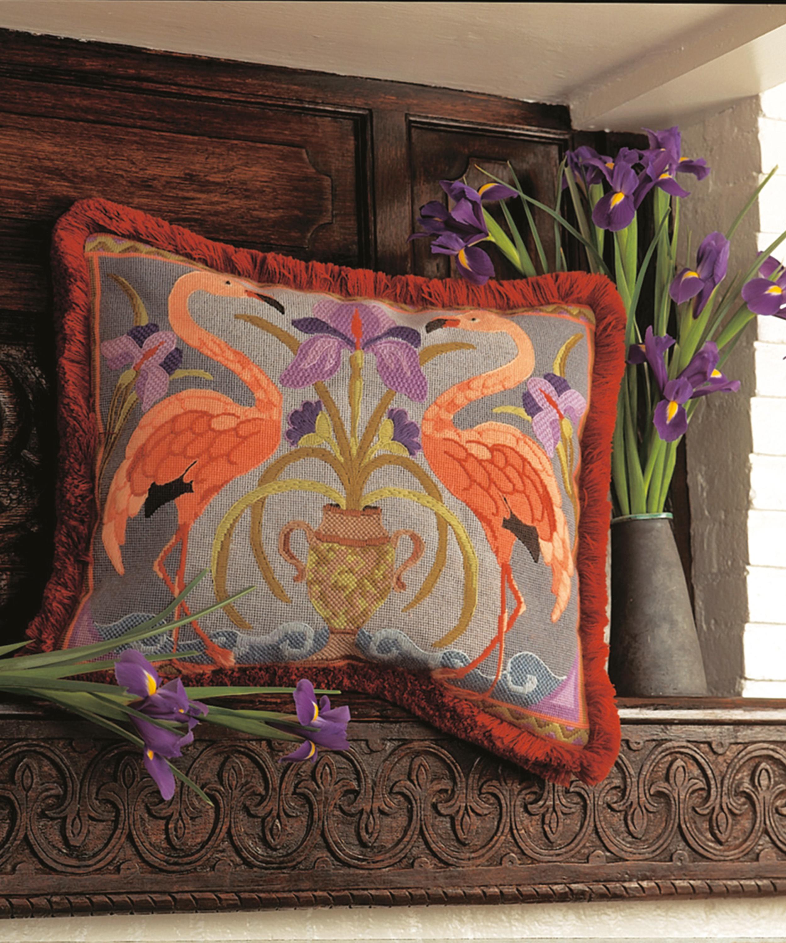 Glorafilia - Flamingos Cushion Needlepoint Kit image number 1