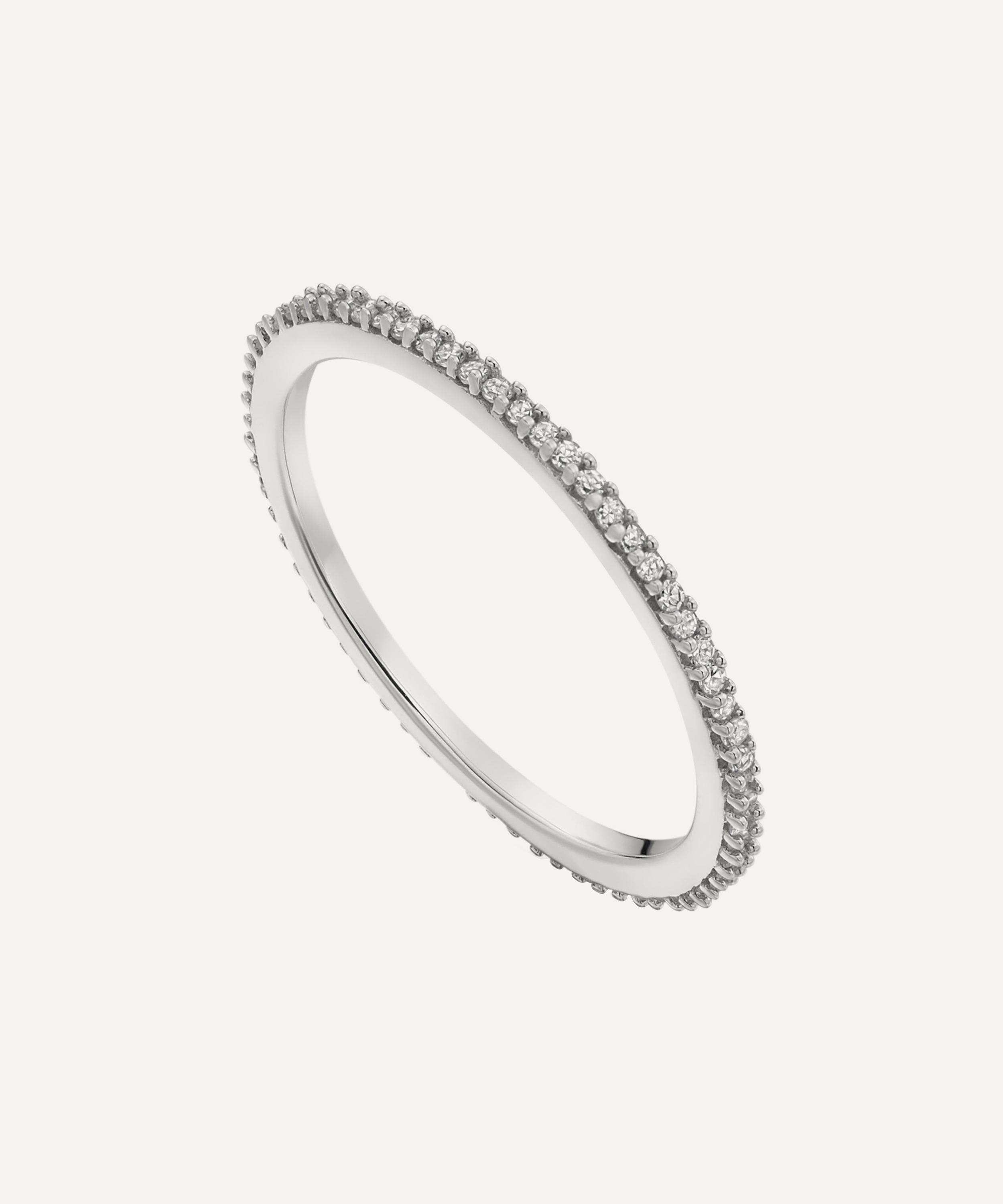 Monica Vinader - Silver Skinny Diamond Eternity Ring image number 0