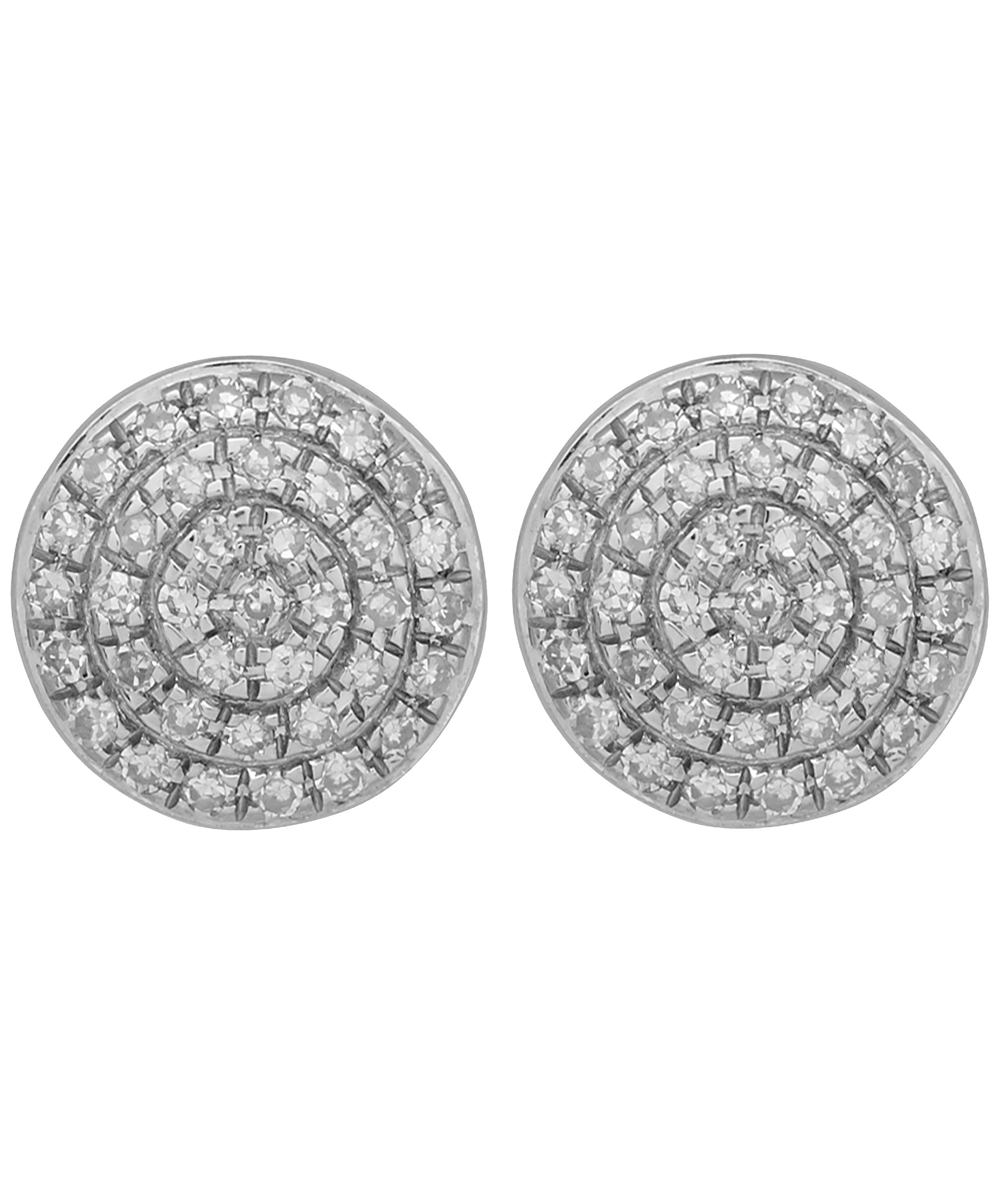Monica Vinader - Silver Fiji Diamond Button Stud Earrings image number 