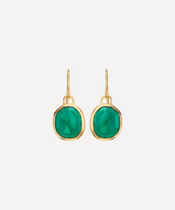 Monica Vinader - Gold Plated Vermeil Silver Siren Green Onyx Drop Earrings image number null
