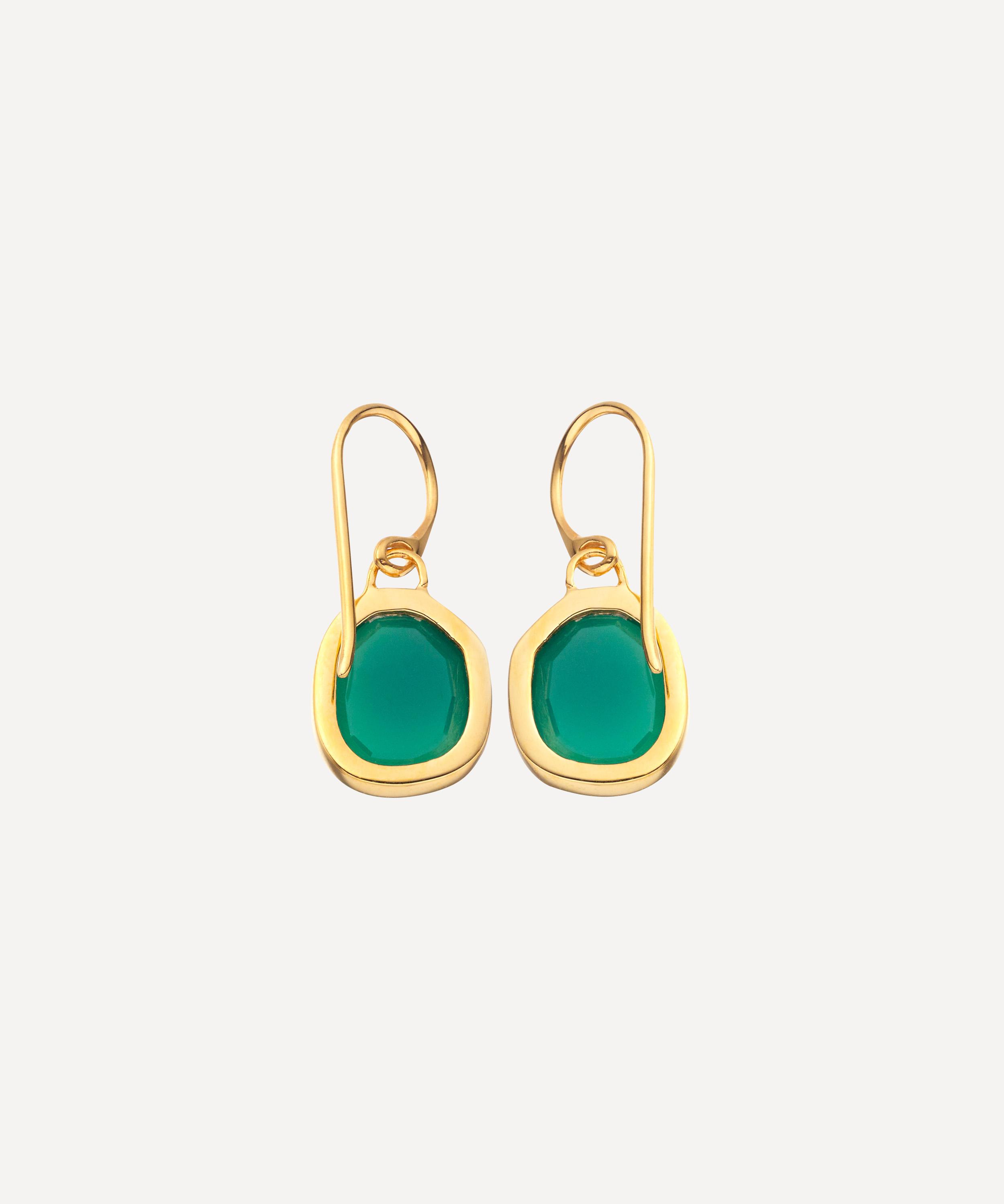 Monica Vinader - Gold Plated Vermeil Silver Siren Green Onyx Drop Earrings image number 2