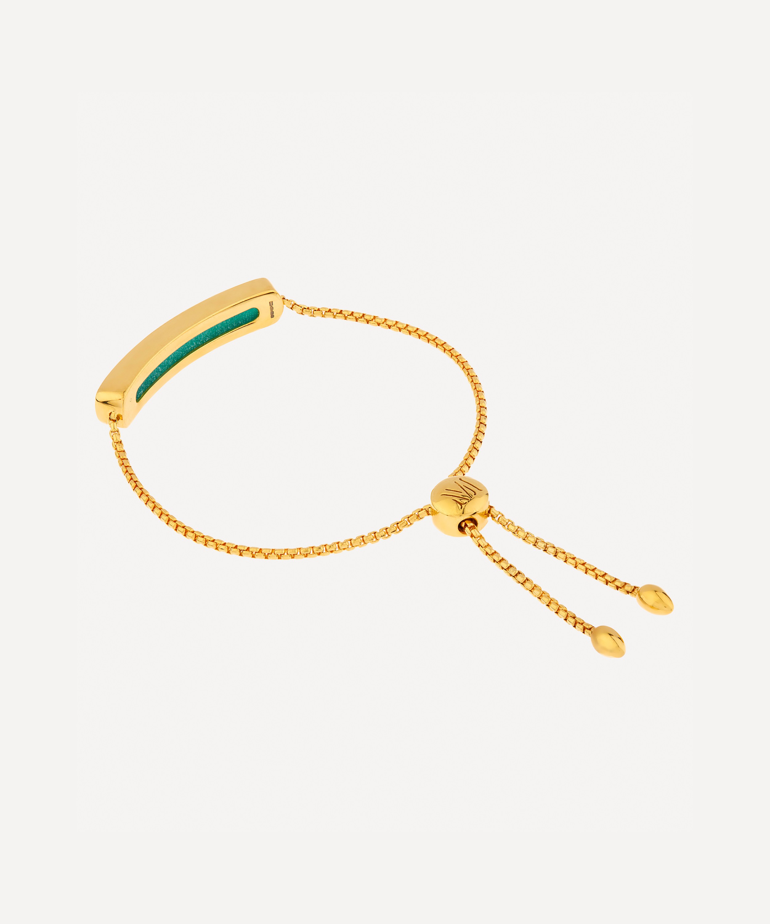 Monica Vinader - Gold Plated Vermeil Silver Baja Green Onyx Chain Bracelet image number 2