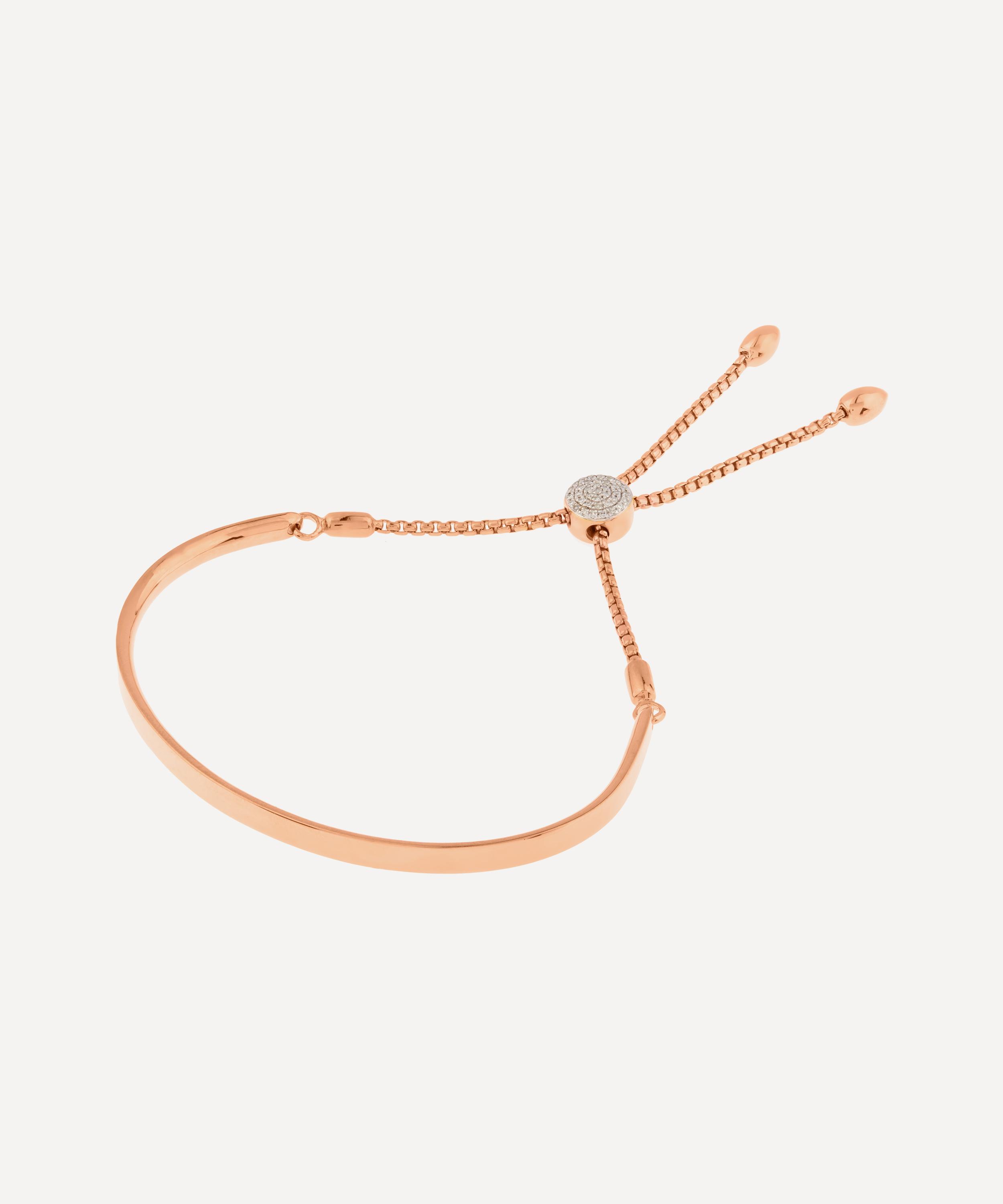 Monica Vinader - Rose Gold Plated Vermeil Silver Fiji Diamond Toggle Chain Friendship Bracelet image number 0