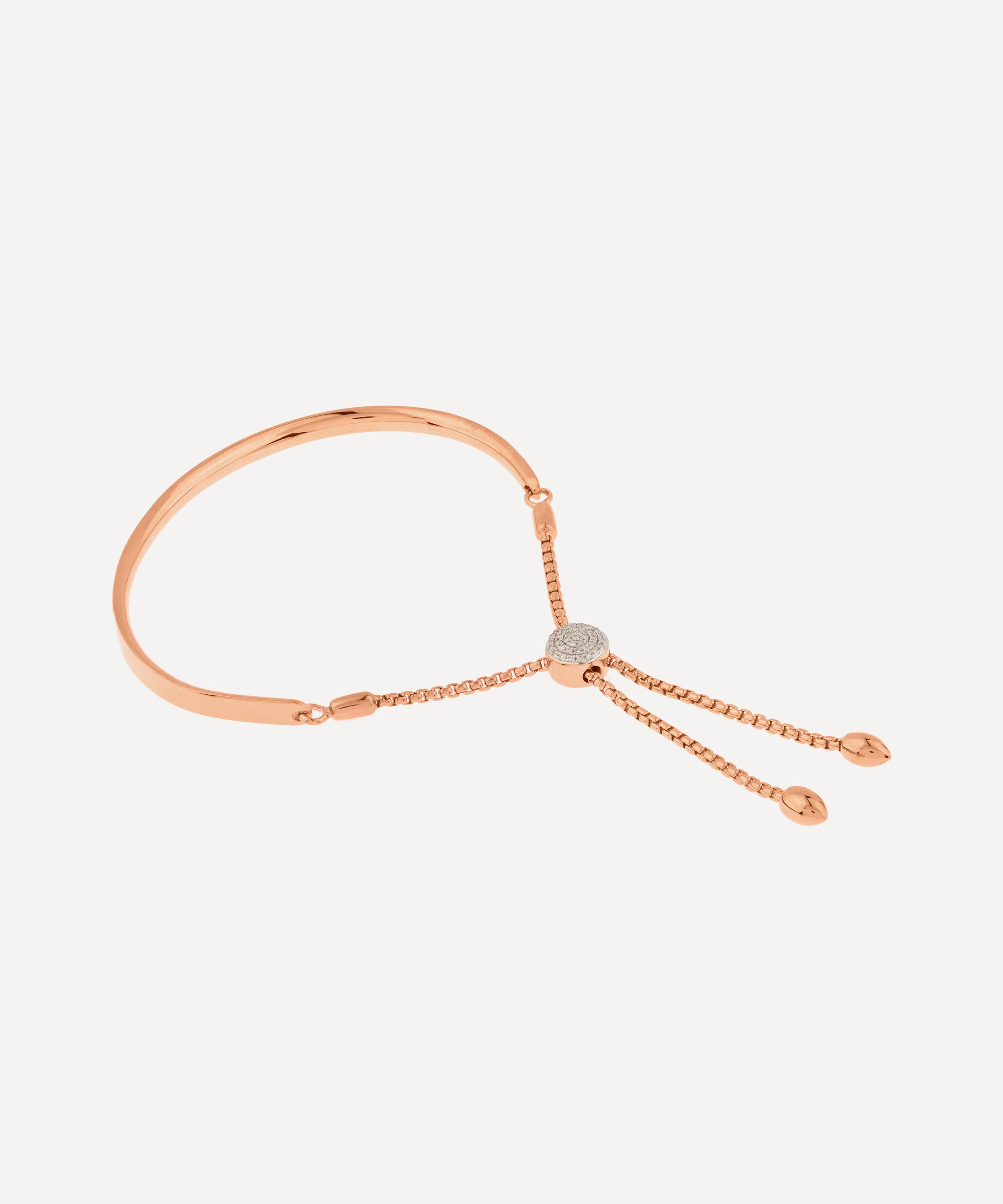 Monica Vinader - Rose Gold Plated Vermeil Silver Fiji Diamond Toggle Chain Friendship Bracelet image number 2