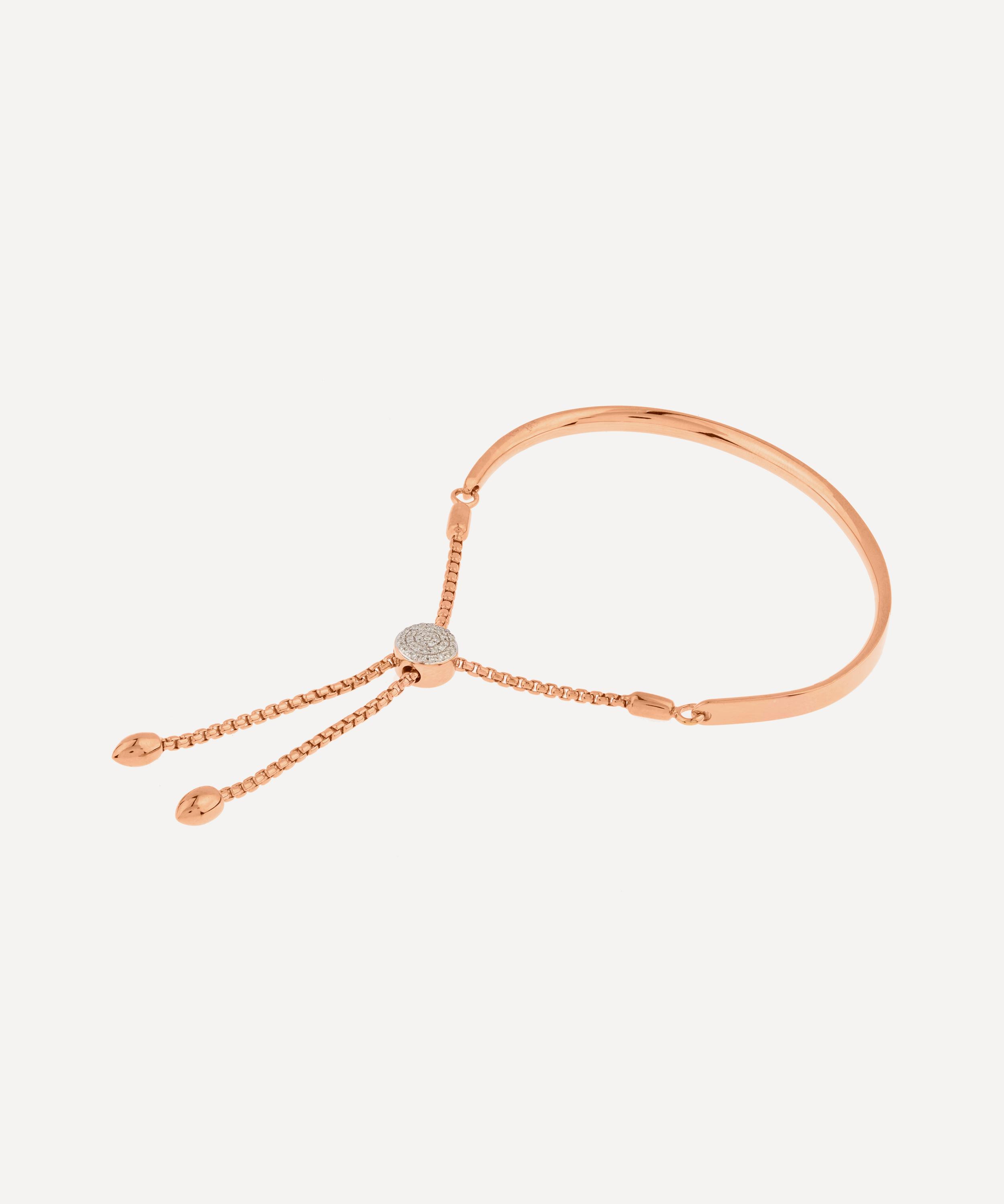 Monica Vinader - Rose Gold Plated Vermeil Silver Fiji Diamond Toggle Chain Friendship Bracelet image number 3