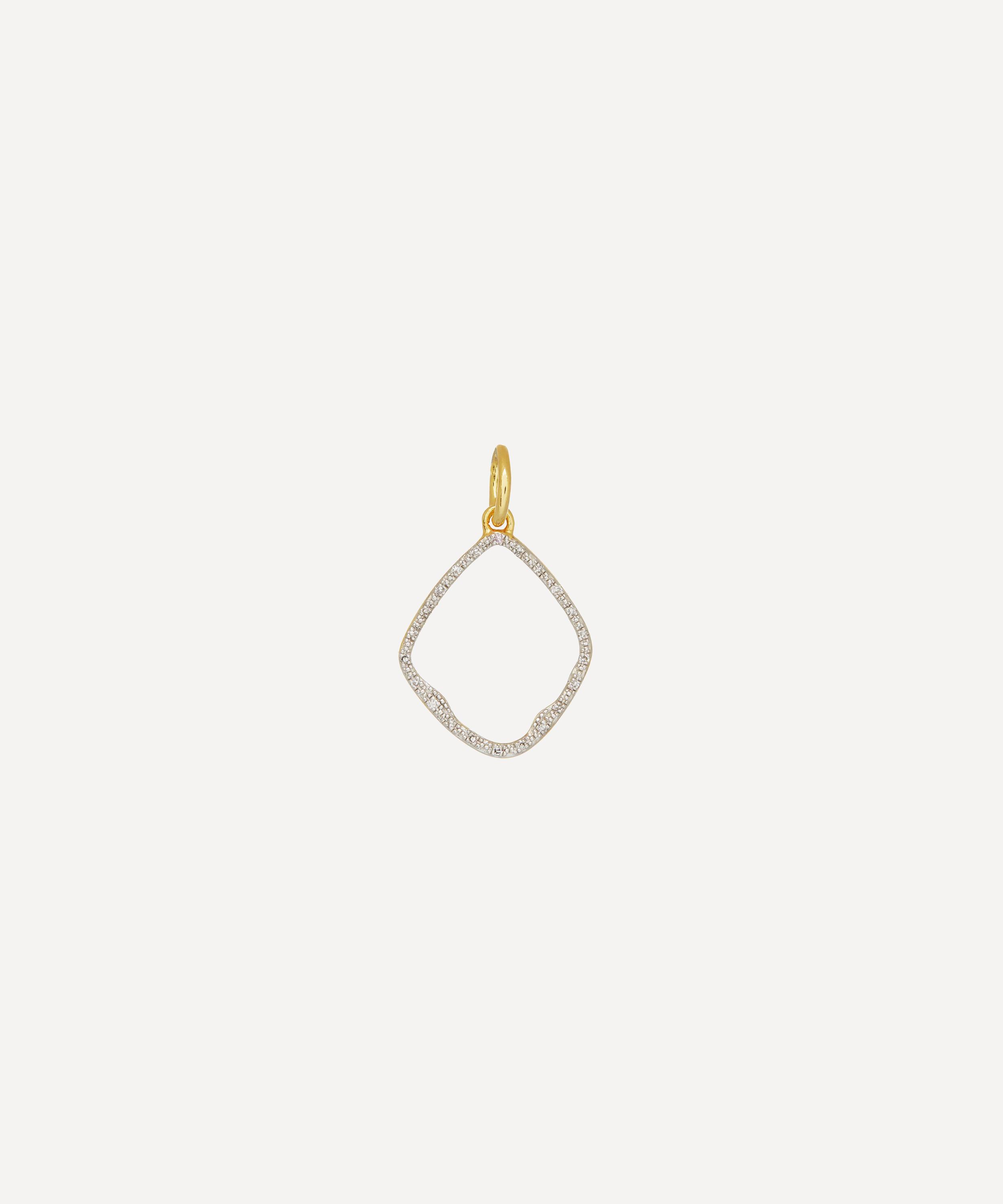 Monica Vinader - Gold Plated Vermeil Silver Riva Diamond Hoop Pendant Charm image number 0