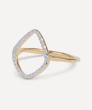Monica Vinader - Gold Plated Vermeil Silver Riva Diamond Hoop Ring image number 3