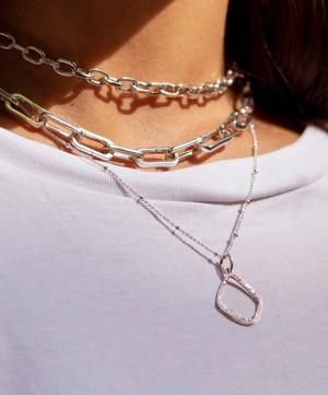 Monica Vinader - Rose Gold Plated Vermeil Silver Riva Diamond Hoop Pendant Charm image number 1
