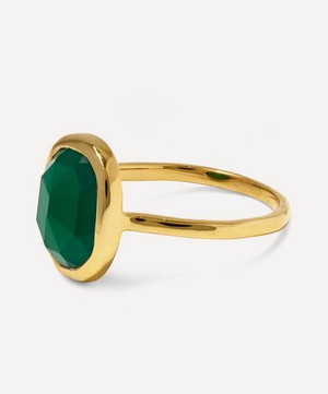 Monica Vinader - 18ct Gold Plated Vermeil Silver Siren Medium Green Onyx Stacking Ring image number 2