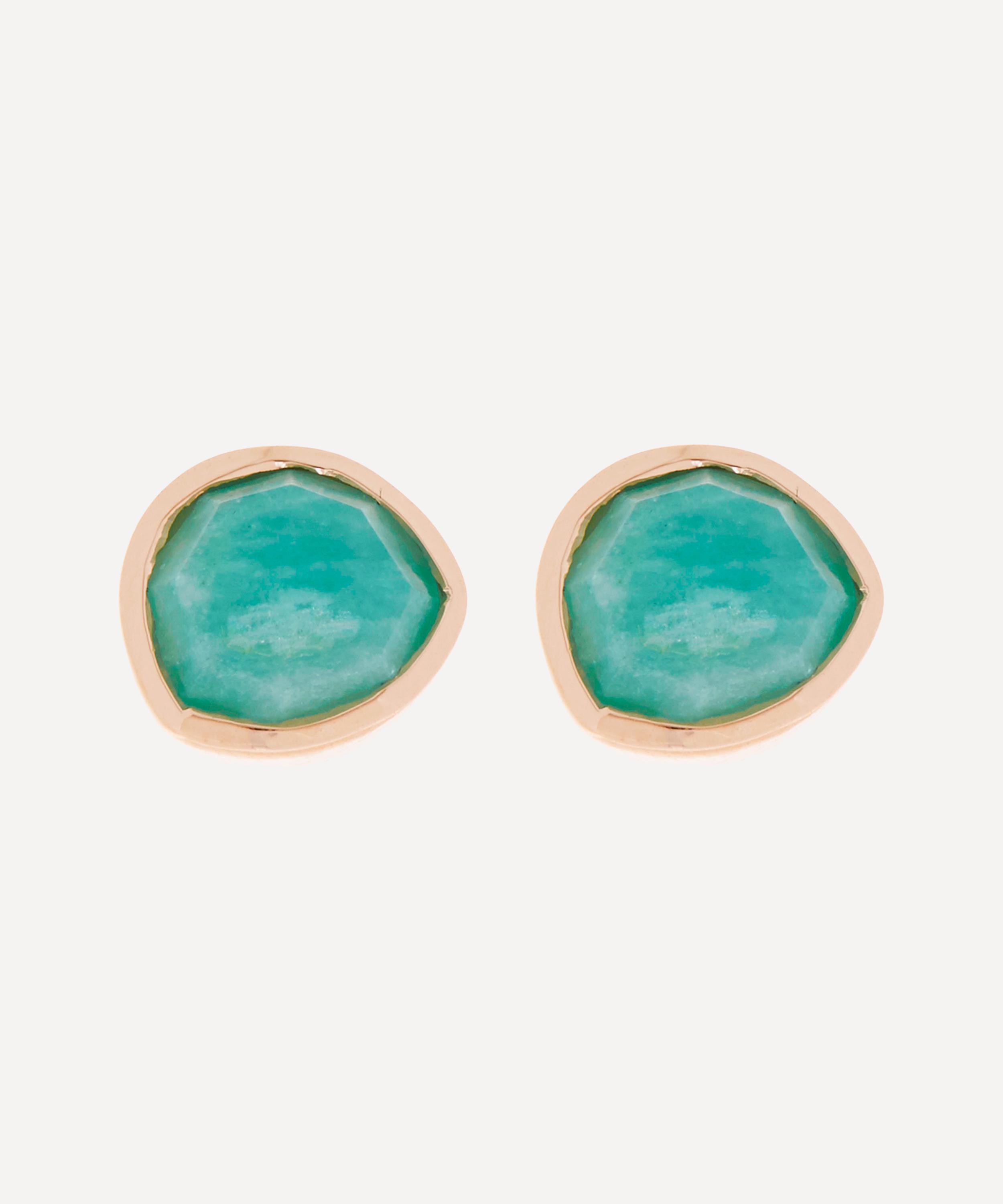 Monica Vinader - Rose Gold Plated Vermeil Silver Siren Amazonite Stud Earrings image number 0