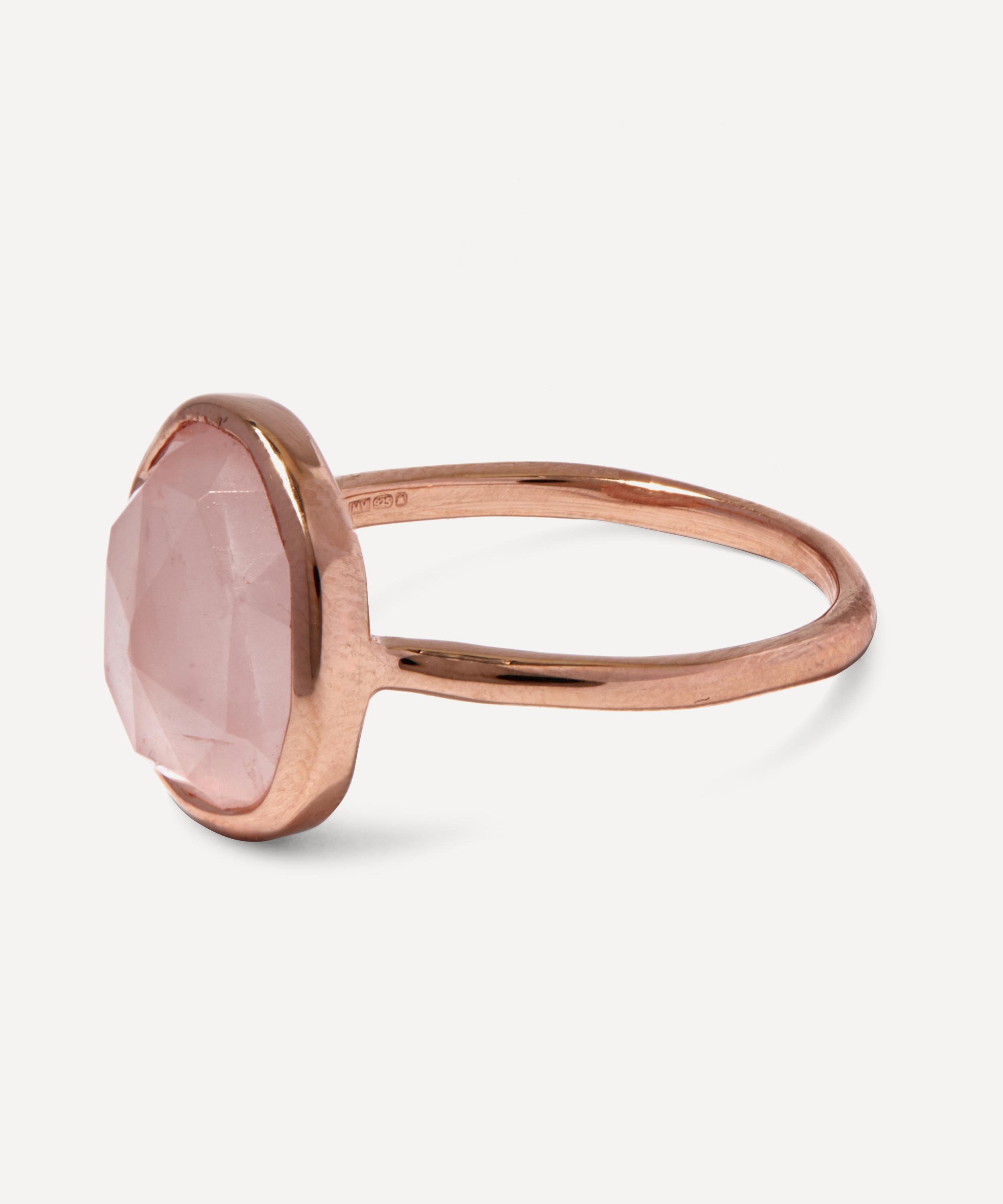 Monica Vinader - Rose Gold Plated Vermeil Silver Siren Medium Rose Quartz Stacking Ring image number 2
