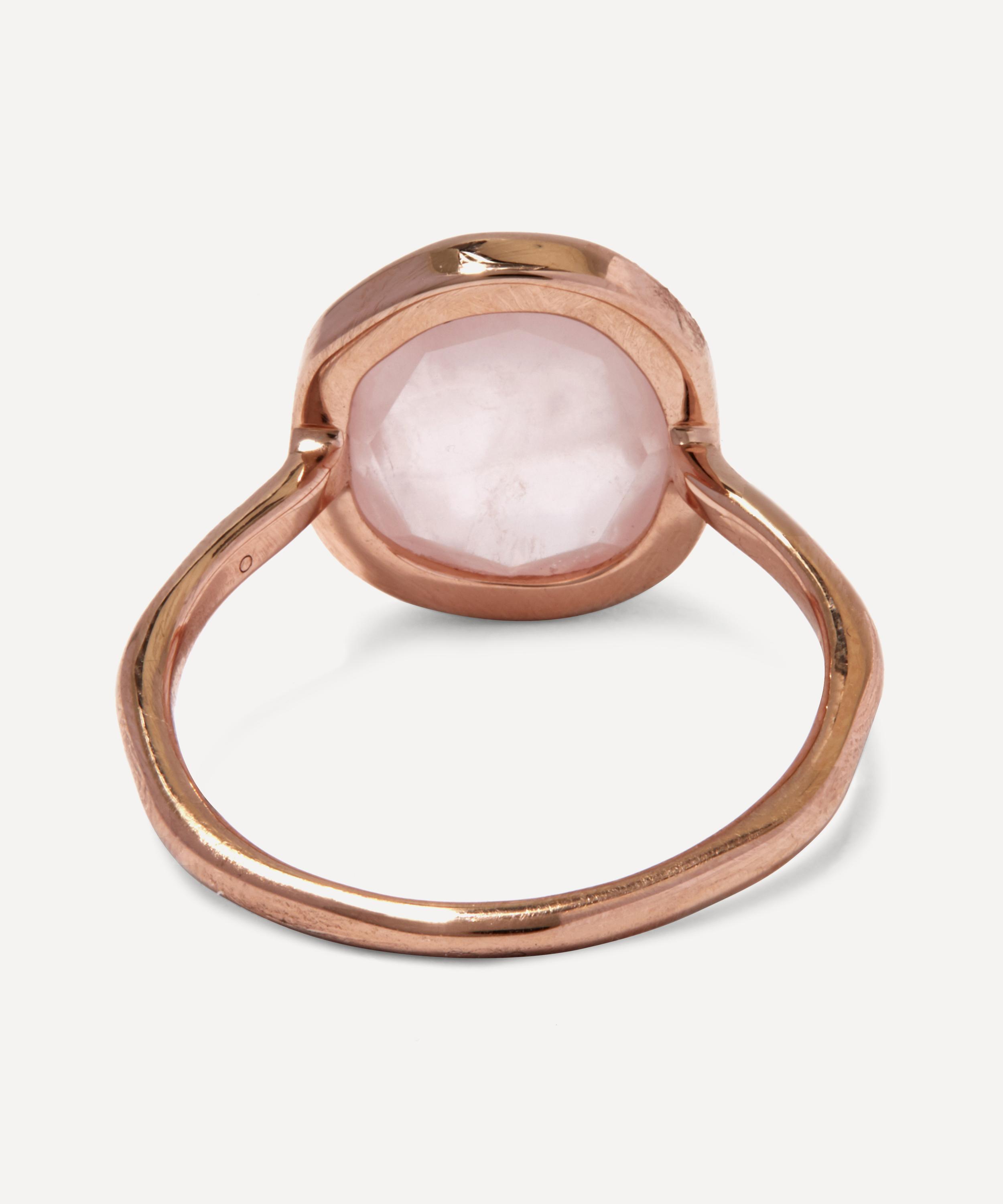 Monica Vinader - Rose Gold Plated Vermeil Silver Siren Medium Rose Quartz Stacking Ring image number 3