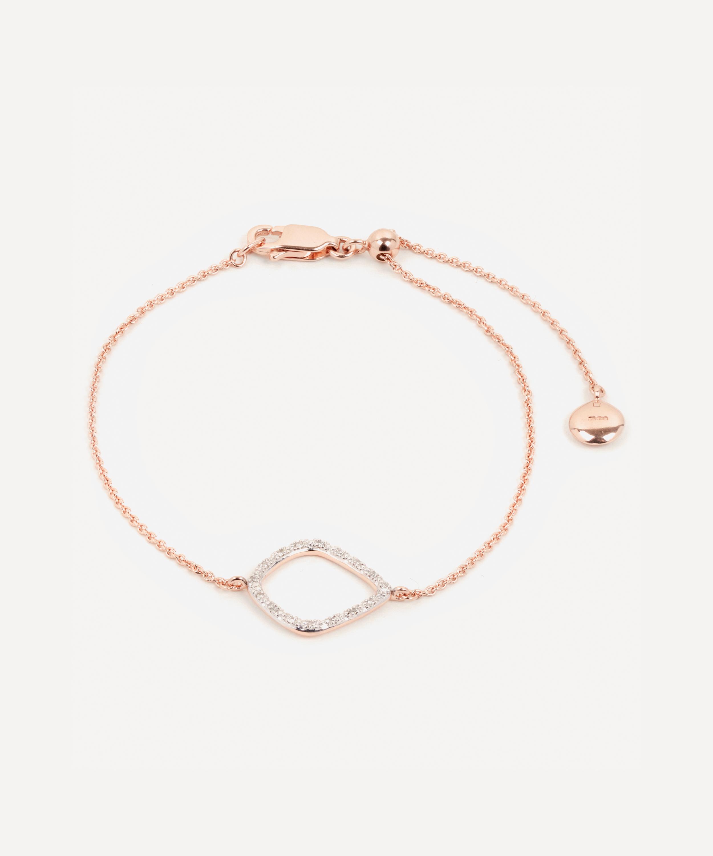 Monica Vinader - Rose Gold Plated Vermeil Silver Riva Diamond Kite Chain Bracelet image number 